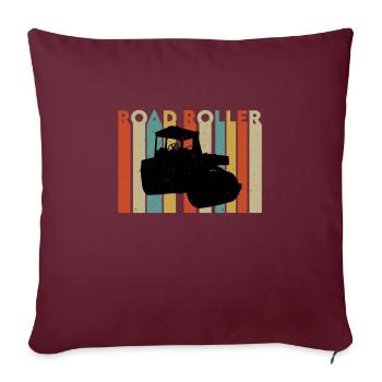 Retro Walze Strassenbau - Sofakissenbezug 45 x 45 cm - Burgunderrot - Vorne
