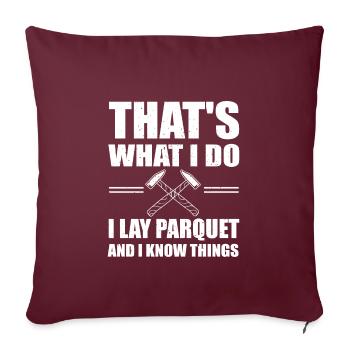 Drôle de chemise d’installateur de parquet - Housse de coussin décorative 45 x 45 cm - bordeaux - Devant