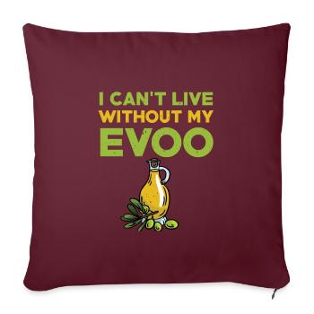Huile d’olive vierge Evoo - Housse de coussin décorative 45 x 45 cm - bordeaux - Devant