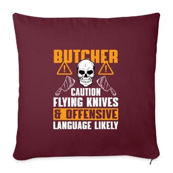 Drôle de dicton de boucher - Housse de coussin décorative 45 x 45 cm - bordeaux - Devant