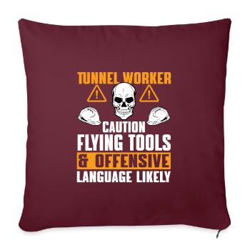Beaucoup d’humour de la part des travailleurs du tunnel - Housse de coussin décorative 45 x 45 cm - bordeaux - Devant