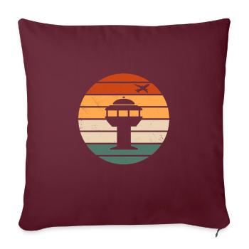 Tour de contrôle rétro du trafic aérien - Housse de coussin décorative 45 x 45 cm - bordeaux - Devant