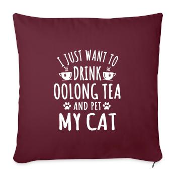 Grand thé oolong et propriétaires de chats - Housse de coussin décorative 45 x 45 cm - bordeaux - Devant