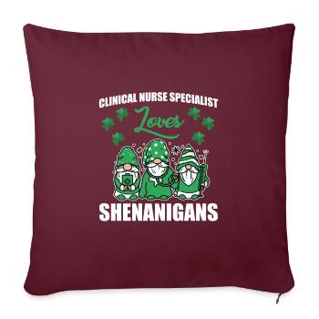 Infirmière clinicienne Saint-Patrick - Housse de coussin décorative 45 x 45 cm - bordeaux - Devant
