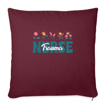 Tenue florale d’infirmière en traumatologie - Housse de coussin décorative 45 x 45 cm - bordeaux - Devant
