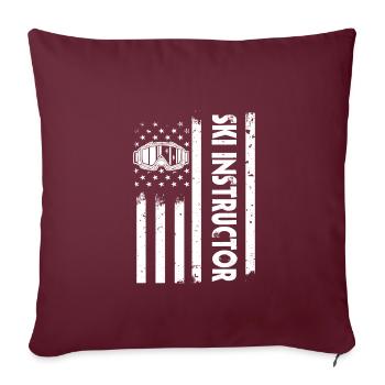Usa Flag Instructor Cours de ski Entraînement de skieur - Housse de coussin décorative 45 x 45 cm - bordeaux - Devant