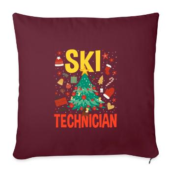 Costume de sapin de Noël de technicien de ski - Housse de coussin décorative 45 x 45 cm - bordeaux - Devant
