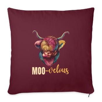 Muh-velous pun vache écossaise des Highlands - Housse de coussin décorative 45 x 45 cm - bordeaux - Devant
