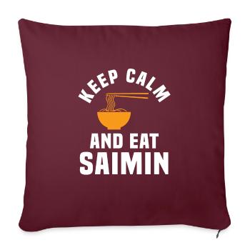 Restez calme et mangez du Saimin - Housse de coussin décorative 45 x 45 cm - bordeaux - Devant