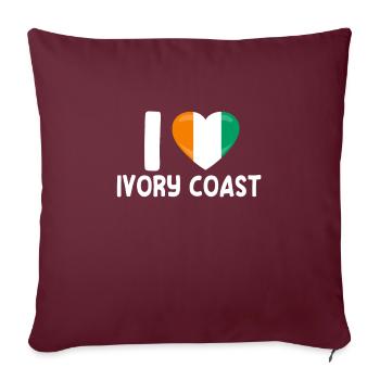 J’adore la Côte d’Ivoire - Housse de coussin décorative 45 x 45 cm - bordeaux - Devant