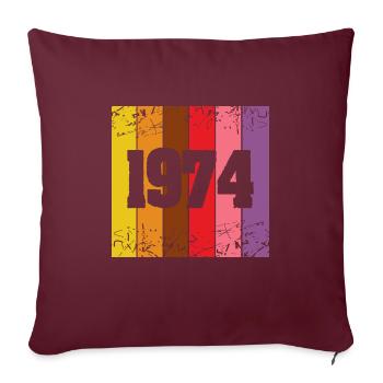 Année 1974 - Housse de coussin décorative 45 x 45 cm - bordeaux - Devant