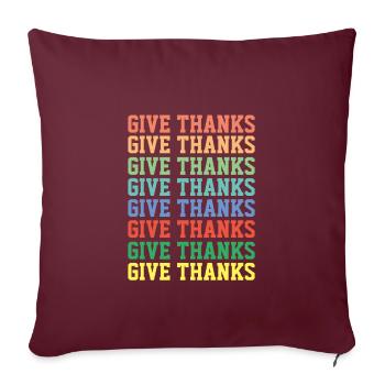 Remerciez - Citations chrétiennes - Housse de coussin décorative 45 x 45 cm - bordeaux - Devant