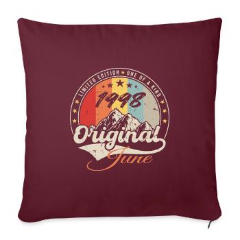 Juin 1998 Original 1998 Anniversaire 1998 Juin - Housse de coussin décorative 45 x 45 cm - bordeaux - Devant