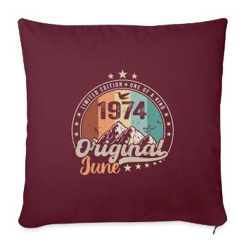 Juin 1974 Retro Vintage Cadeau d’anniversaire 1974 - Housse de coussin décorative 45 x 45 cm - bordeaux - Devant