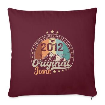 Juin 2012 Retro Vintage Cadeau d’anniversaire 2012 - Housse de coussin décorative 45 x 45 cm - bordeaux - Devant