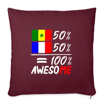Moitié Français moitié Sénégalais - Housse de coussin décorative 45 x 45 cm - bordeaux - Devant