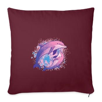 Dolphins Tie Dye Bunte Rosa Delphinfamilie - Sofakissenbezug 45 x 45 cm - Burgunderrot - Vorne