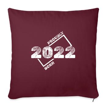 Né en 2022 - Housse de coussin décorative 45 x 45 cm - bordeaux - Devant