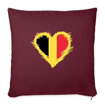 Drapeau belge avec coeur - Housse de coussin décorative 45 x 45 cm - bordeaux - Devant
