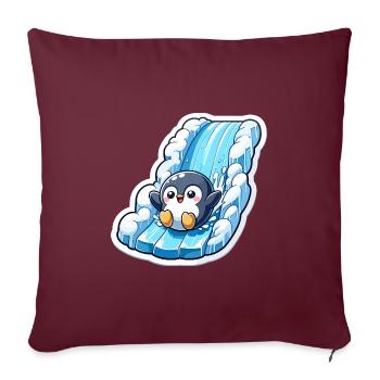 Pingouins mignons Petit pingouin Pingouin amoureux des pingouins - Housse de coussin décorative 45 x 45 cm - bordeaux - Devant