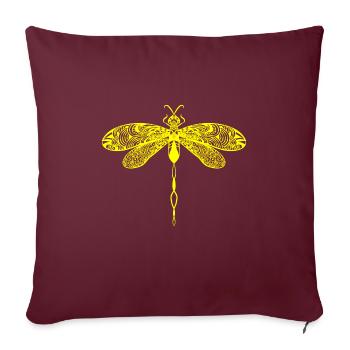 Libelle in Gelb - Sofakissenbezug 45 x 45 cm - Burgunderrot - Vorne