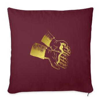 Mains du ver de terre De l’or de Hand - Housse de coussin décorative 45 x 45 cm - bordeaux - Devant