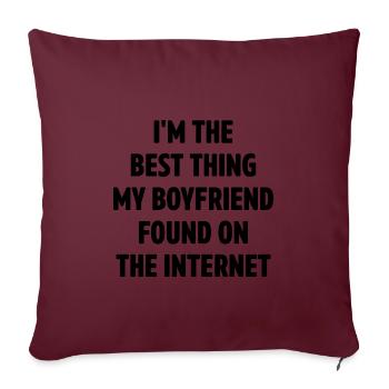 Un couple rencontre en ligne son petit ami Petite amie Valentine - Housse de coussin décorative 45 x 45 cm - bordeaux - Devant