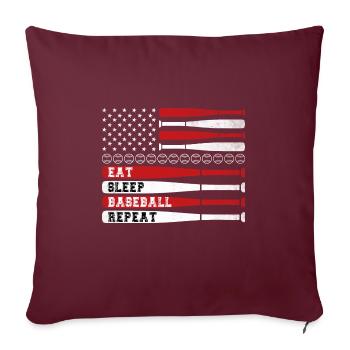 Manger Dormir Baseball Répéter Joueur de Baseball Drôle - Housse de coussin décorative 45 x 45 cm - bordeaux - Devant