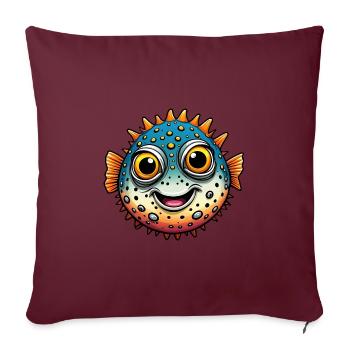 Drôle de poisson-globe rieur - Housse de coussin décorative 45 x 45 cm - bordeaux - Devant