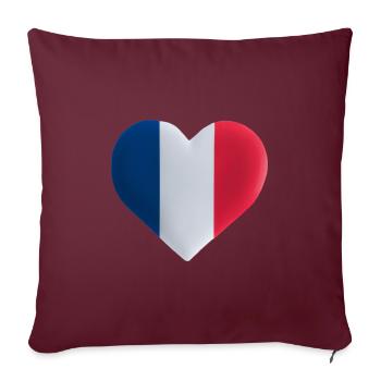 Idée cadeau France Français drapeau - Housse de coussin décorative 45 x 45 cm - bordeaux - Devant