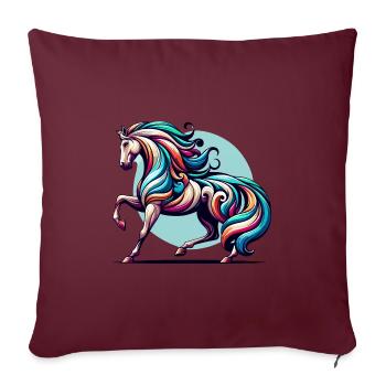 Art coloré du cheval - Housse de coussin décorative 45 x 45 cm - bordeaux - Devant