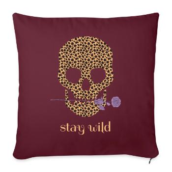 Totenkopf Stay Wild - Sofakissenbezug 45 x 45 cm - Burgunderrot - Vorne