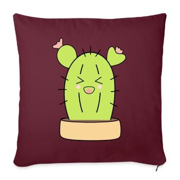 Cactus qui rit - Housse de coussin décorative 45 x 45 cm - bordeaux - Devant
