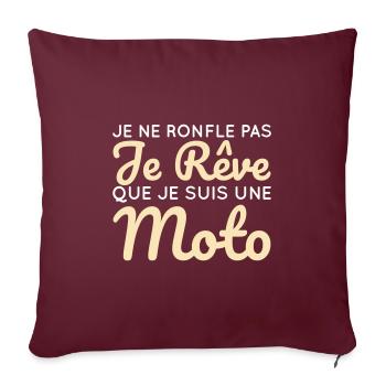 Je ne ronfle pas je rêve que je suis une moto - Housse de coussin décorative 45 x 45 cm - bordeaux - Devant