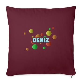 Cadeau pour Deniz Deniz Prénom - Housse de coussin décorative 45 x 45 cm - bordeaux - Devant