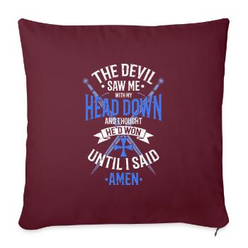Le diable m'a vu avec ma tête blanche / bleue - Housse de coussin décorative 45 x 45 cm - bordeaux - Devant