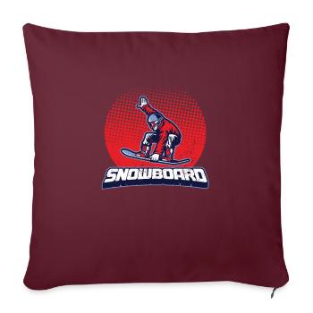 Snowboard sport vacances d'hiver montagnes neige cadeau - Housse de coussin décorative 45 x 45 cm - bordeaux - Devant