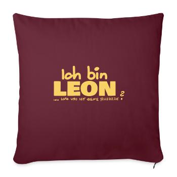 Ausrede Namenschild Leon - Sofakissenbezug 45 x 45 cm - Burgunderrot - Vorne