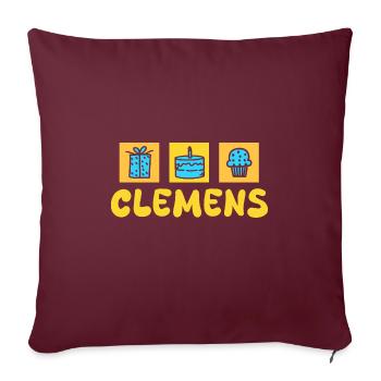 Prénom Clemens - Housse de coussin décorative 45 x 45 cm - bordeaux - Devant