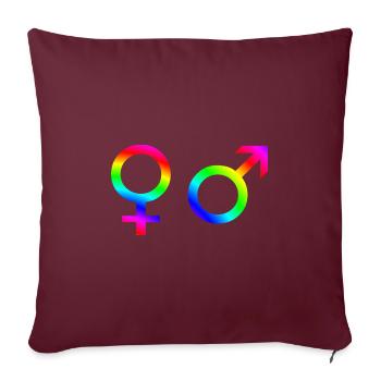 Homme femme symbole genre idée cadeau arc-en-ciel - Housse de coussin décorative 45 x 45 cm - bordeaux - Devant