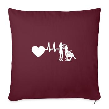 frises ciseaux coiffeur battement de coeur femme fille - Housse de coussin décorative 45 x 45 cm - bordeaux - Devant