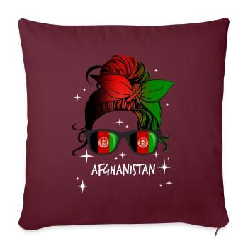 Afghanistan - Housse de coussin décorative 45 x 45 cm - bordeaux - Devant