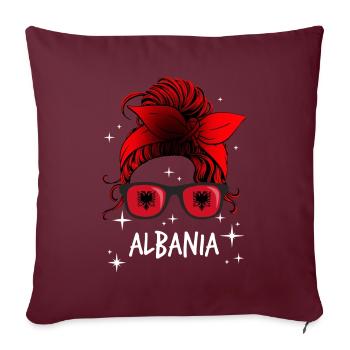 Albanie - Housse de coussin décorative 45 x 45 cm - bordeaux - Devant