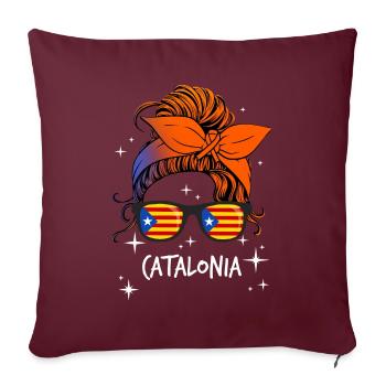 Catalogne - Housse de coussin décorative 45 x 45 cm - bordeaux - Devant