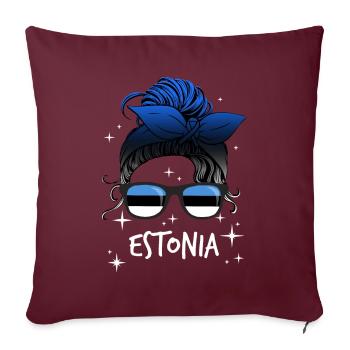 Estonie - Housse de coussin décorative 45 x 45 cm - bordeaux - Devant