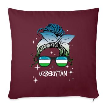 Ouzbékistan - Housse de coussin décorative 45 x 45 cm - bordeaux - Devant
