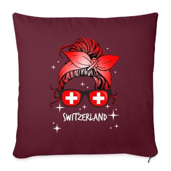 Suisse - Housse de coussin décorative 45 x 45 cm - bordeaux - Devant