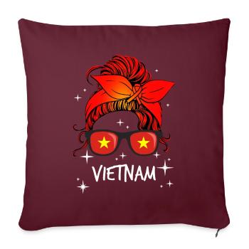 Vietnam - Housse de coussin décorative 45 x 45 cm - bordeaux - Devant