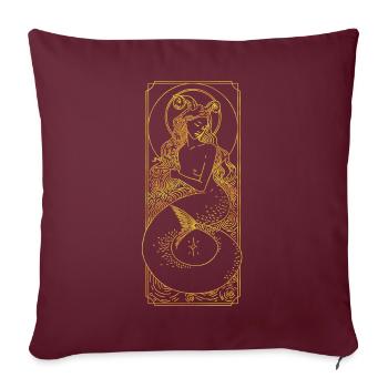 Signe du zodiaque - Capricorne - Ligne - or - Housse de coussin décorative 45 x 45 cm - bordeaux - Devant