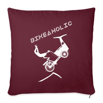 Roue de charge bikeaholic blanc - Housse de coussin décorative 45 x 45 cm - bordeaux - Devant